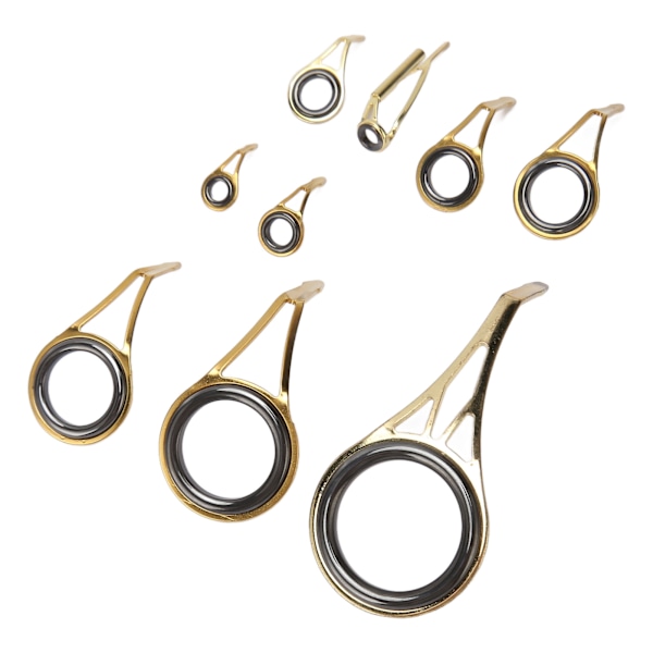 9PCS fiskestangspiss guide reparasjonssett rustfritt stål keramisk ring stangspiss guide erstatningssett