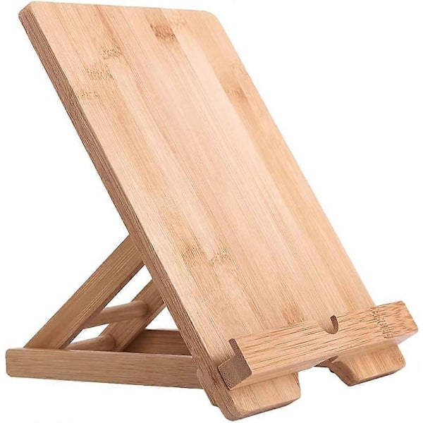 Tablet Holder i Bambus, Telefonholder i Træ til Skrivebord, Tablet Holder i Træ, Telefonholder til Skrivebord (Stor Form)