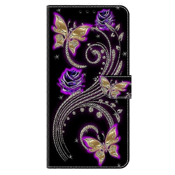 For Motorola Edge 60 Pro 5G Case 3D Pattern PU Leather Wallet Case with Stand Purple Flowers Butterflies