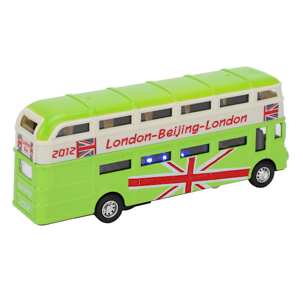 1:90 Børns Dobbeltdækker Bus Legetøj Børn Lyd Lys Simulation Legering Træk Tilbage Bil Legetøj(Grøn )