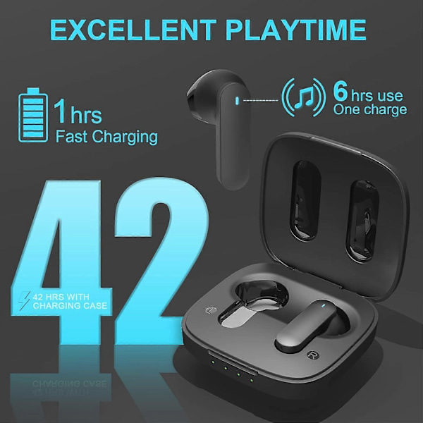 Langattomat Bluetooth-kuulokkeet Hi-Fi Stereo Sound 5.3 Langattomat kuulokkeet 42H Kesto Kosketusohjaus Automaattinen pariliitos IPX7 Vedenpitävät Bluetooth-kuulokkeet, B