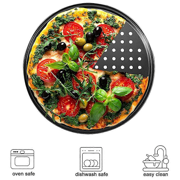 Pizzabricka Perforerad Bakplåt Non-Stick Rund Bakplåt