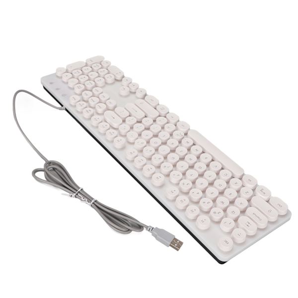 Mekaniskt speltangentbord RBG Bakgrundsbelyst USB 104 nycklar trådbunden Retro Punk datortangentbord för bärbar dator Vit