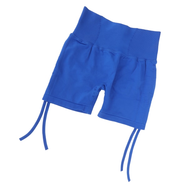 Treningsshorts for kvinner Høyt midje Hofteløftende Svetteabsorberende Slim Fit Elastisk Lady Yoga-shorts med snøring i siden Blå