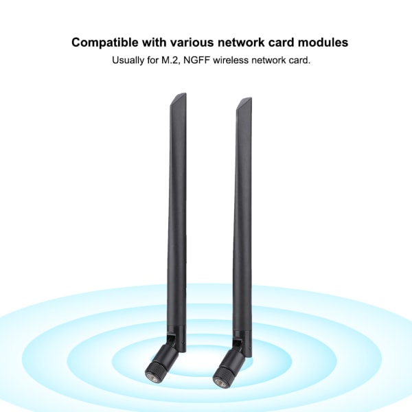 2 STK M.2/NGFF netværkskortkabel og 2x 6DBi-antenne til Intel 9260NGW /7265AC/9650AC /BCM94360