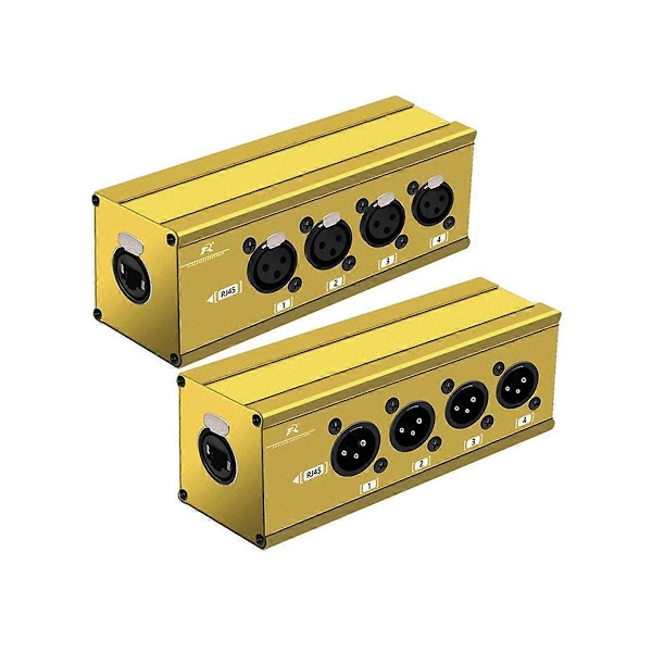 4-kanals 3-benet XLR til Ethercon RJ45 Cat5 Ethernet-forlænger, gul