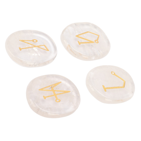 Rune Stones Portable Healing Crystal Chakra Stones Häxa Rune Stone för Reiki Balans Meditation Vit