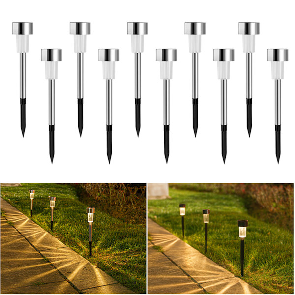 10 st 4,5 cm solcellslampa Plug In trädgård Landskap Pathway gräsmatta Dekoration lampa för utomhus uteplats innergård varmt ljus