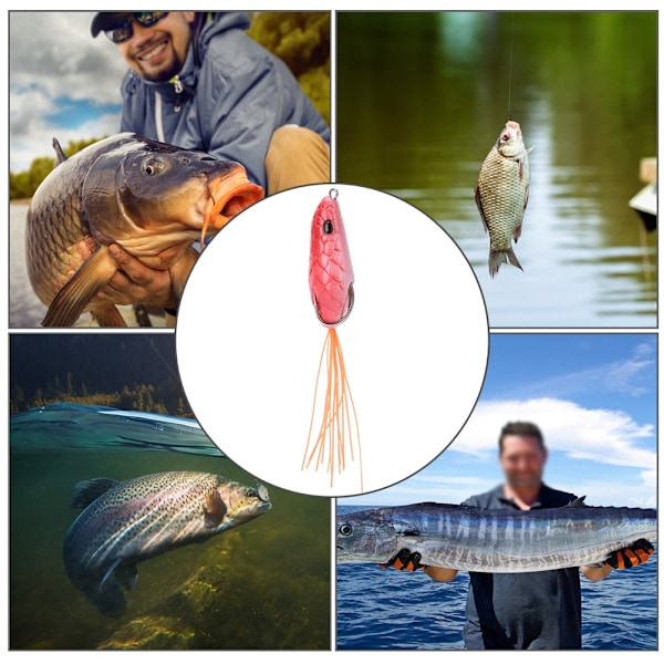 2 stk kunstig froskeformet lokkebunnskjegg lokke agn med kroker fiskeutstyr tilbehør 5#