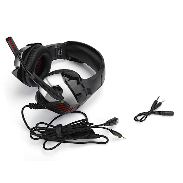 Hodemontert datamaskin led-spillhodesett for PS4 (svart rød)