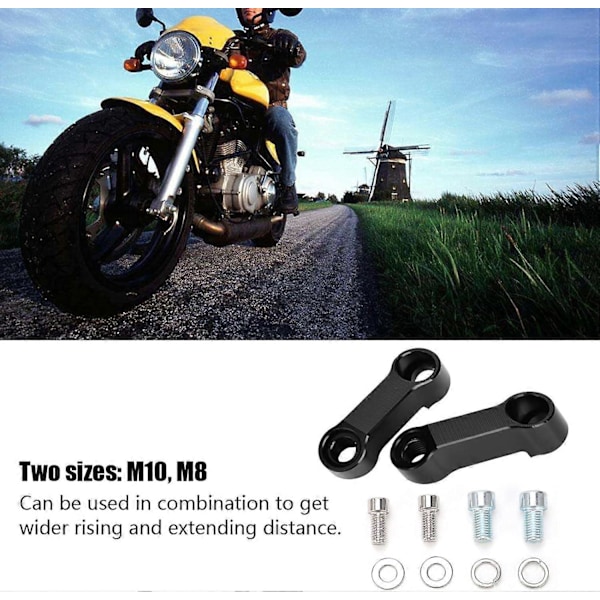 Motorcykel Backspegel Fäste Förlängningsadaptrar, 2 Delar Gängade 10mm 8mm Motorcykel Backspegel Adapter Kit Höjare Fäste Förlängare