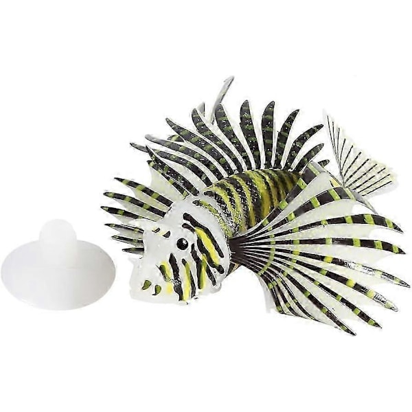 Kunstig Løvefisk, Selvlysende Falsk Fisk, Akvariefisk Tank Ornament, Glød Simulation Dyredekoration (Sort)_SZXM