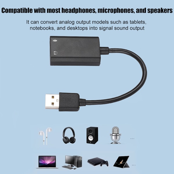 SKT2-BK USB2.0 Ulkoinen äänikortti, jossa on kuulokkeet ja mikrofoniliitäntä kannettavalle tietokoneelle