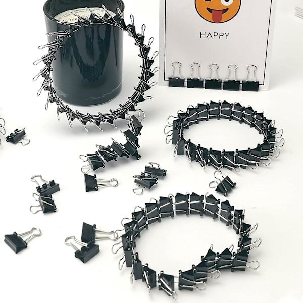 Svarta Minimappklämmor, Små Pappersklämmor 15mm 5/8 Tum - Förpackning med 60. Perfekt för Hem, Skola och Kontor.