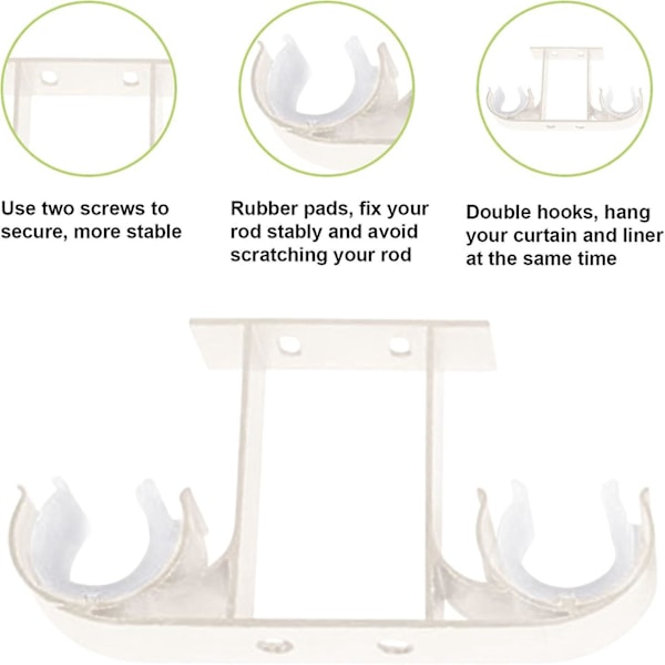 Set med 4 Gardinstångsfästen i Aluminiumlegering för 28mm Gardinstång (Mjölkvit)