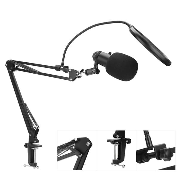 A6 Kondensator USB Mikrofon Lydsett Brakett Lydopptakssett for Stasjonær PC Datamaskin