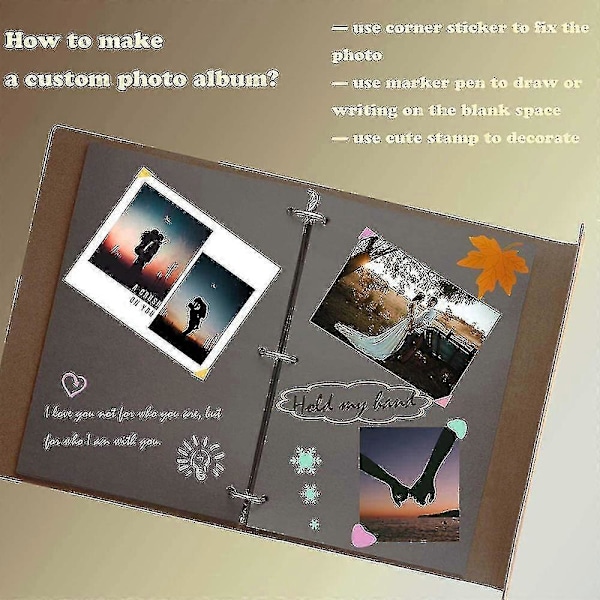 Læder DIY Fotoalbum Scrapbog Album Fotobog Vintage Fotobog Style3brun