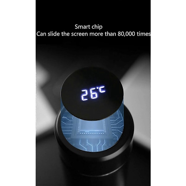 Intelligent Temperaturdisplay Vakuumisolerad Vattenflaska, Läcksäker, Rostfritt Stål Kaffetermos, Håller Kyla 12H Håller Värme 24H, 500ml (Svart)