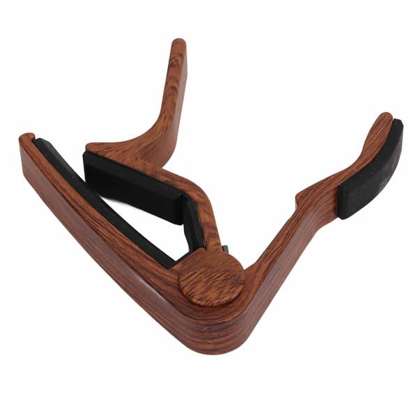 Capo Snabbfäste Strängklämma Tillbehörsset Kit med 5st Gitarrplektrum för Bas Banjo Mörkt Träfärg