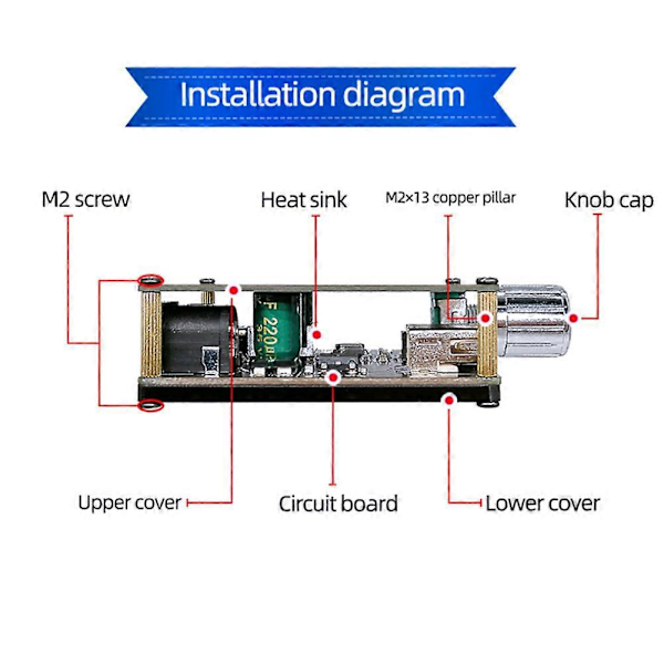2X50W Bluetooth 5.0 Effektforsterker Klasse D Lyd 10W-200W HiFi