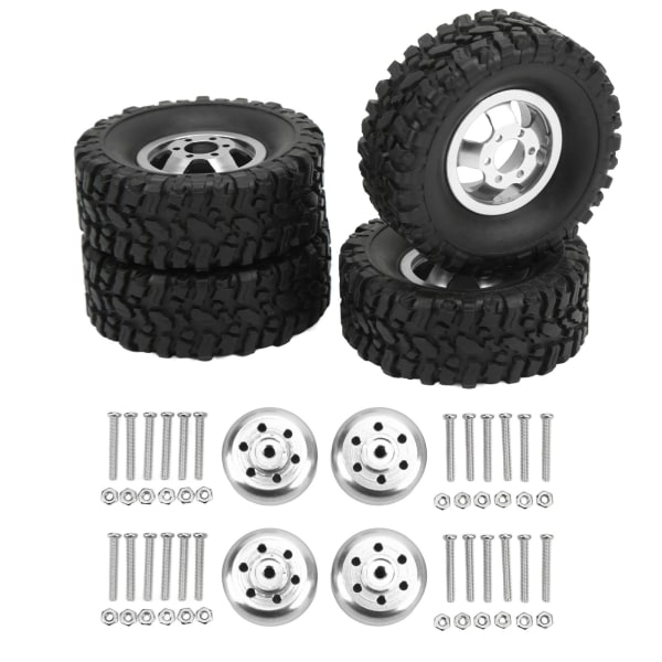 4WD gummidäck aluminiumlegering hjulnav för WPL C14 C24 B14 B24 B16 B36 1/16 RC bil uppgradering delSilver