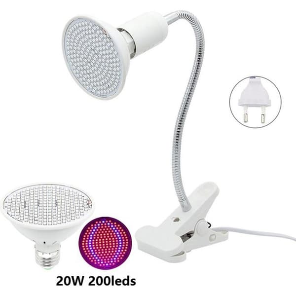 20W LED vekstlys med 360° svingbar klips, belysning for innendørs planter, drivhus