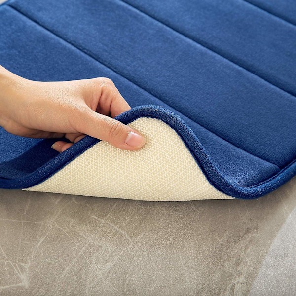 1 Entrématta Badrumsmatta Memory Foam Hydrofilisk Pebble Design Superfin Fiber Halkfri Mjuk för Badrum Badkar Kök 40x60CM Mörkblå