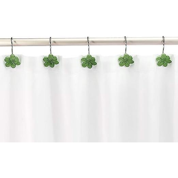 Blomsterbadeforhængskroge - Sæt med 12, Grøn