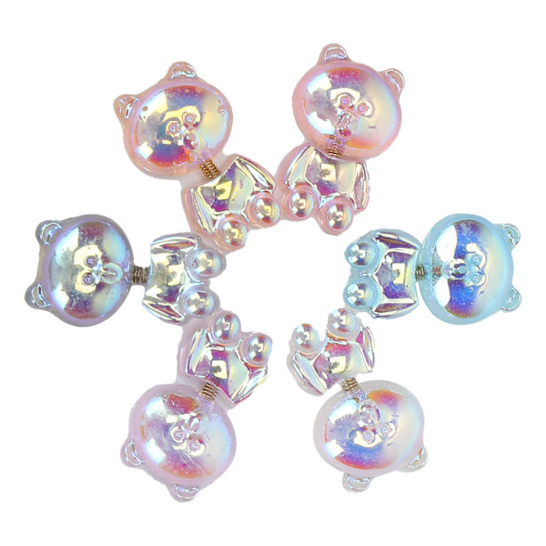 6 stk Bear Nail Art Decoration Sød 3D Bear Negle Accessories Decal til DIY Manicure