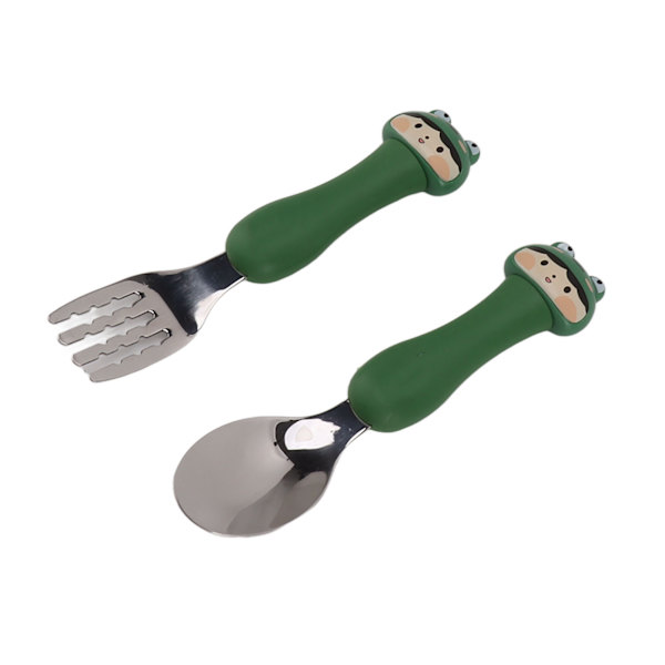 Baby Fork Cute Cartoon Shaped Spoon PP Handle Stainless Steel Tableware for Children Feeding Training Frog