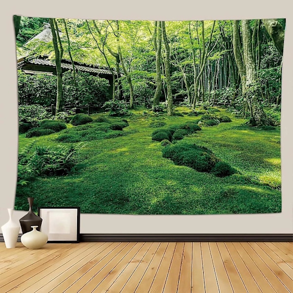Green Forest Gobestry Vägghängande - 150 cm x 200 cm (60 x 80 tum) - 3D Print Tree Gobestry för sovrum