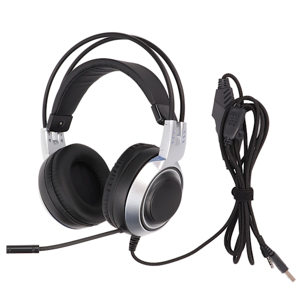 SYG25 Gaming Headset USB+3,5 mm Justerbart Volum Over Ear Gaming Hodetelefoner med Mikrofon og Pustende Lys for PS4