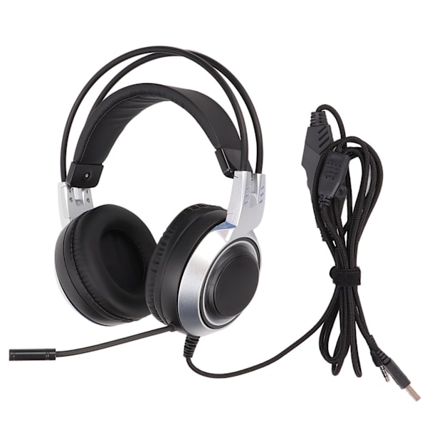 SYG25-pelikuulokkeet USB+3,5 mm säädettävä äänenvoimakkuus Over Ear -pelikuulokkeet mikrofonilla ja hengityslampulla PS4:lle