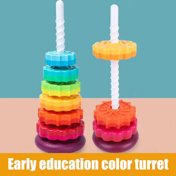 Baby Infant Toy Rainbow Revolving Tower Baby Stacking Toy Rainbow Tower Stacking Games Stacking Blocks