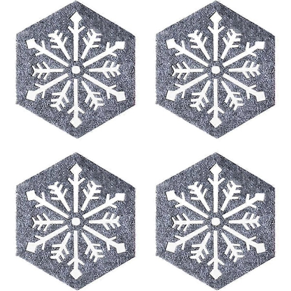 Jul Snöflinga Design Underlägg Filt Koppmattor Vin Te Kaffe Mattor, Dekoration För Julfest Helg