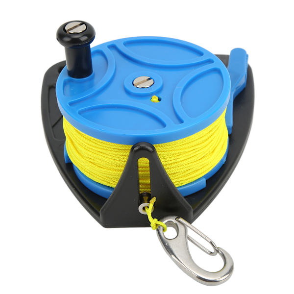 Dykkersneller Ankertauspole Fingersnelle Multifunksjon med klips 83m wire for Cave Exile DivingBlue Wheel