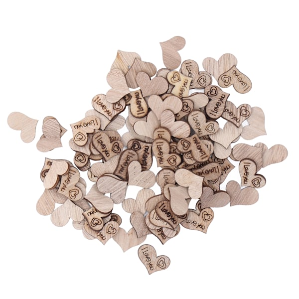 200 stk trehjerter 16x22mm Premium tre miljøvennlig giftfri bred applikasjon hjerteutskjæringer for DIY-gaver håndverk