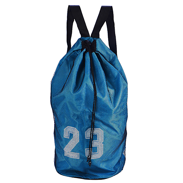 Basketball Football Soccer Training Exercising Mesh Backpack Shoulder Drawstring Bag (Blue)