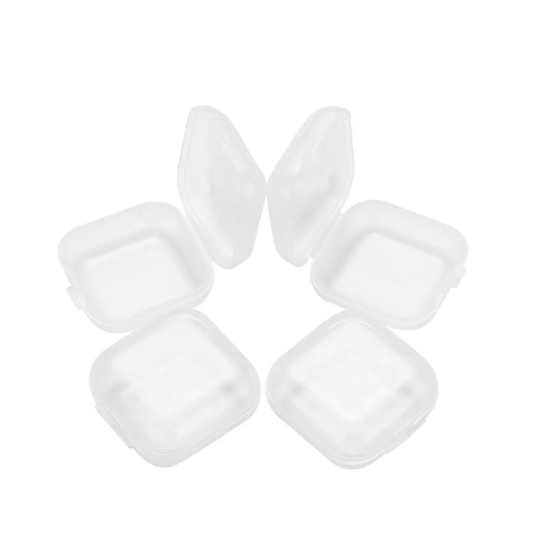 10 stk Mini Oppbevaringsboks Gjennomsiktig Firkantet Plastboks
