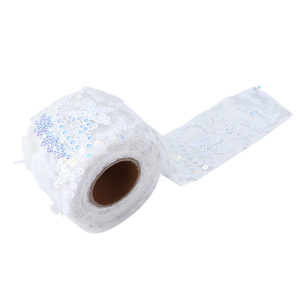 Tulletyg DIY-hantverk Slitstyrka Liten blixt Bärbar Polyester Paljetterad Tulle Rulle 6cm Vit