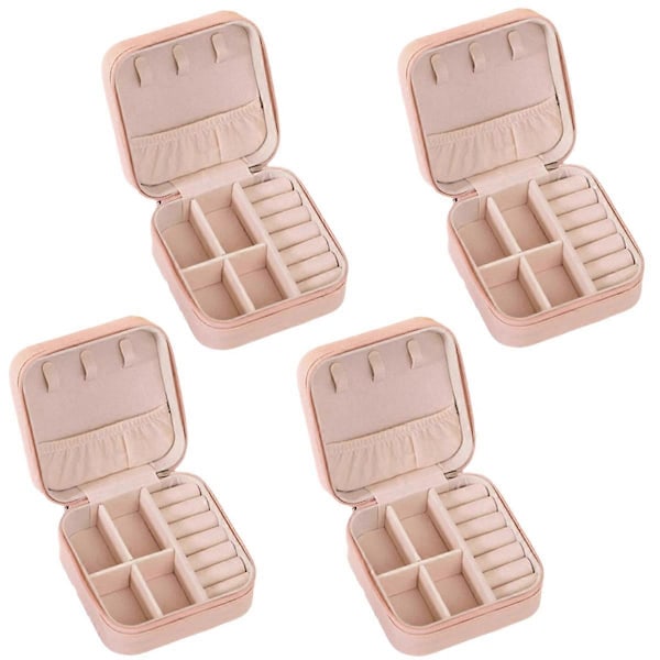 Mini Smykkeskrin PU Læder Bærbart Rejsesmykkeskrin Pink
