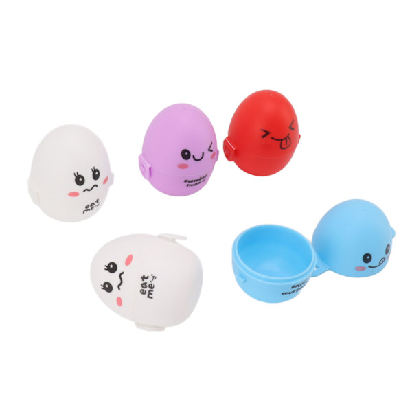 5 stk. søte tegneserie eggboks utendørs bærbar plast egg oppbevaringsboks beholder arrangør holder