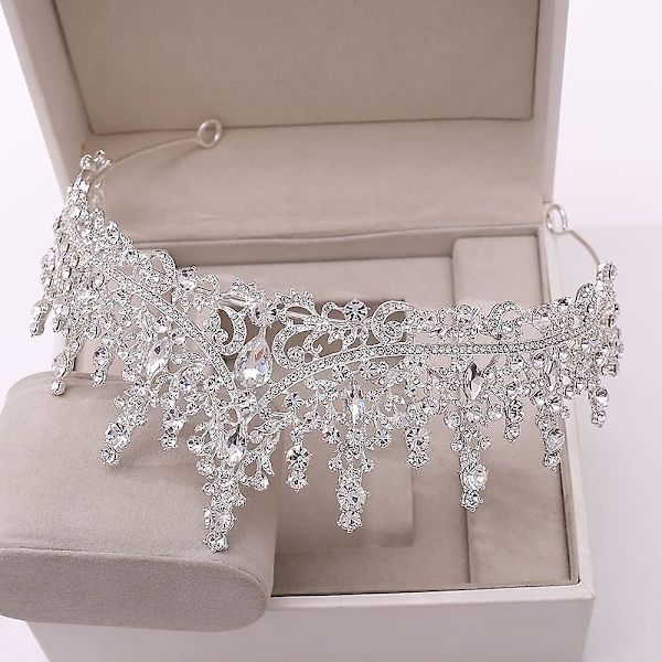 Krystall Sølv Bryllups Tiara for Kvinner - Elegant Brudkrone Hodebånd