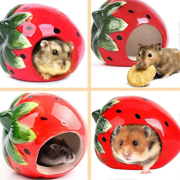 2025 Sopiva Söpö Keraaminen Mansikka Hamsterin Talo Chinchilla Hamstereille