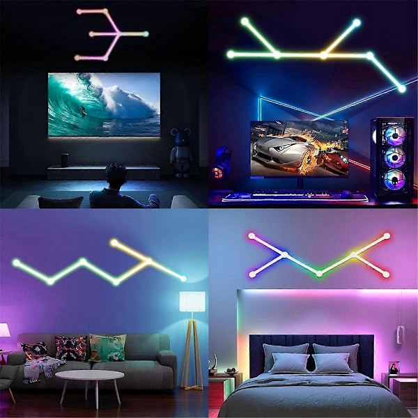 USB Smart Vägglampa RGB LED Ljusstavar 16 Miljoner Färger Svart