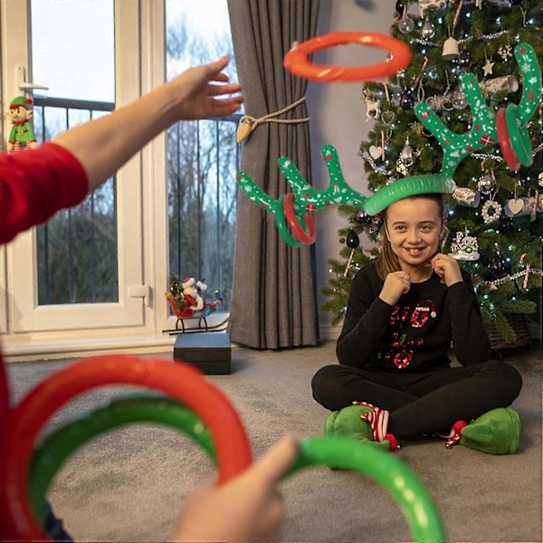 Oppustelige Julelege, Rensdyr Gevir Ringkast Spil, Julefrokost Kastespil, Børnefødselsdagslege, Ringkast til Børn, Børnefødselsdagsspil