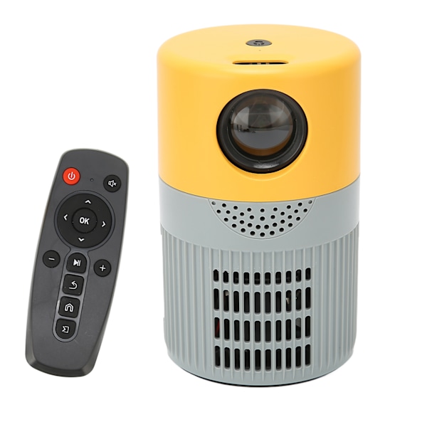 Mini Projektor HD 1080P Bærbar Kino Lyd Dual Fan Kjøling Filmprojektor for DVD 100V‑240V Gul Grå EU Plugg