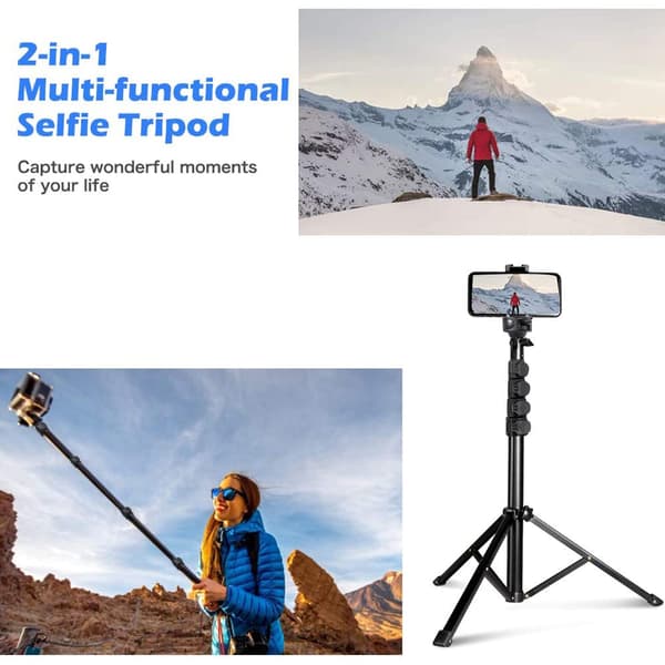 62 tums Selfie Stick Stativ Utdragbart Mobiltelefon Stativ Kompatibelt med IOS Android Telefon Actionkamera