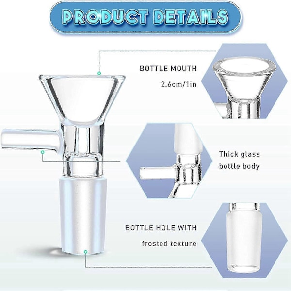 6 Stycken Glas Tratt 14 mm Hane Glas Tratt Adapter Handgjord Klar Skålhållare Transparent Glas Tratt Skålhållare