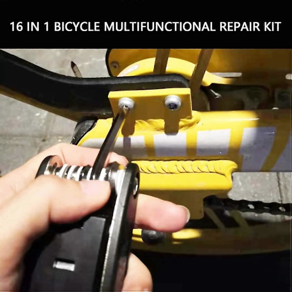 Cykelverktygssats, 16 i 1 Cykelreparationsverktygset, Cykeldäckreparationssats Multifunktionsverktyg för Cykel Scooter Motorcykel, med Däcklappar och Däckjärn